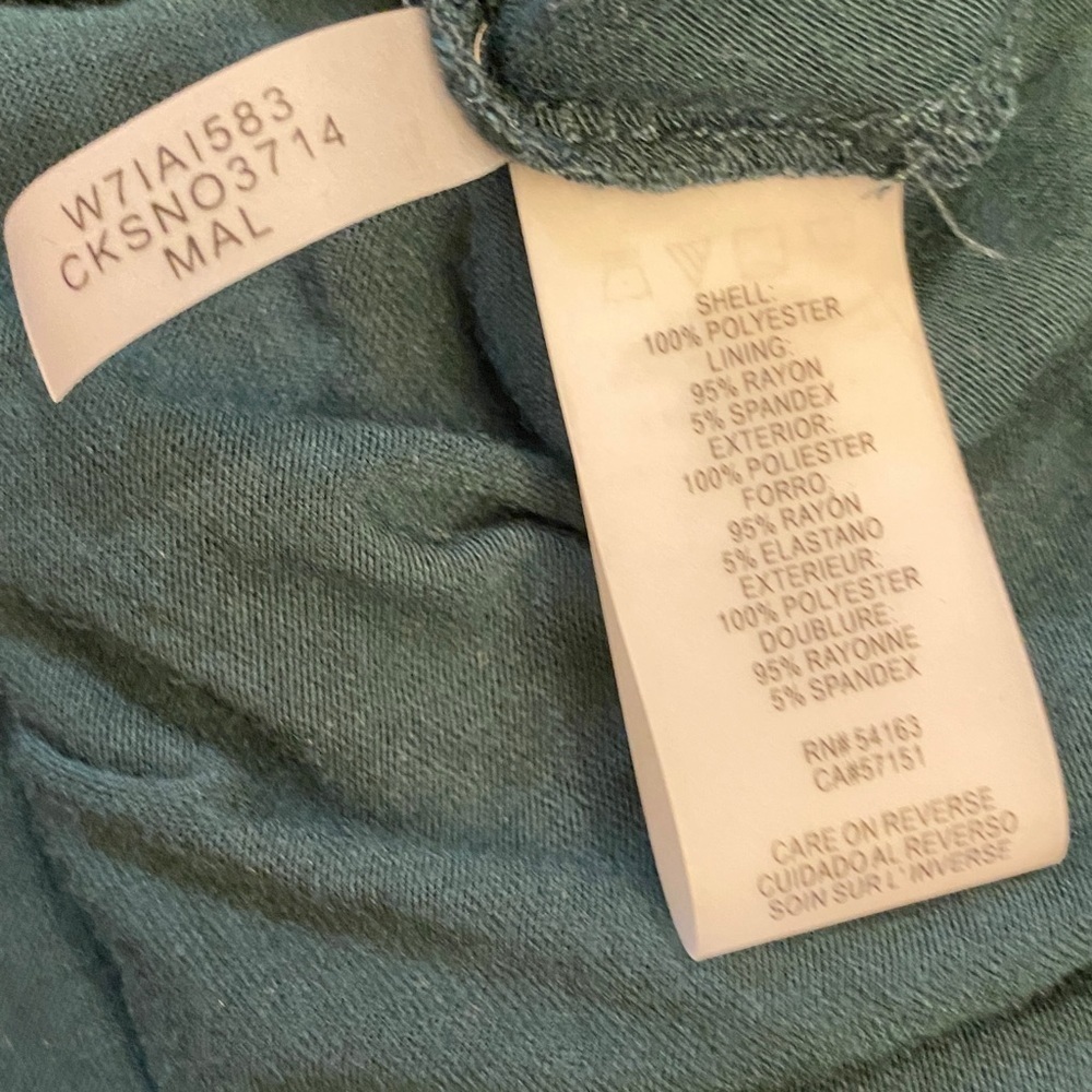 Calvin Klein 3X Top Semi Sheer Dark Green V Neck Flowy Ruffles Long Sleeve - Picture 7 of 11
